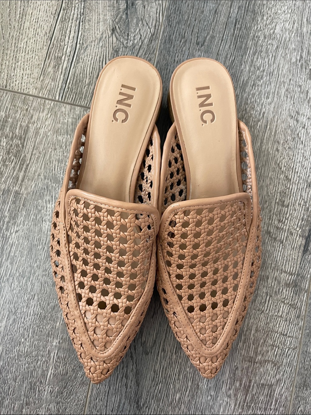 INC International Concepts Woven Tan Pointed Mule Clogs - Picture 2 of 9